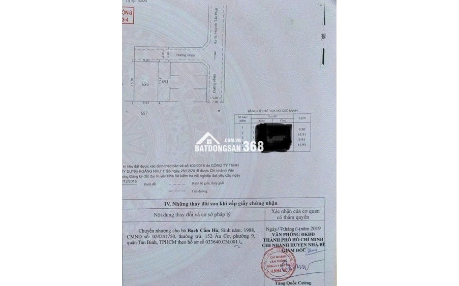 Đất thổ cư hướng Bắc, hẻm xe tải HTP nhà bè 157,9 m2 8 tỷ